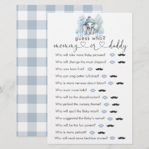 Papier Baby shower d'éléphant d'hiver "Devinez qui" Jeu