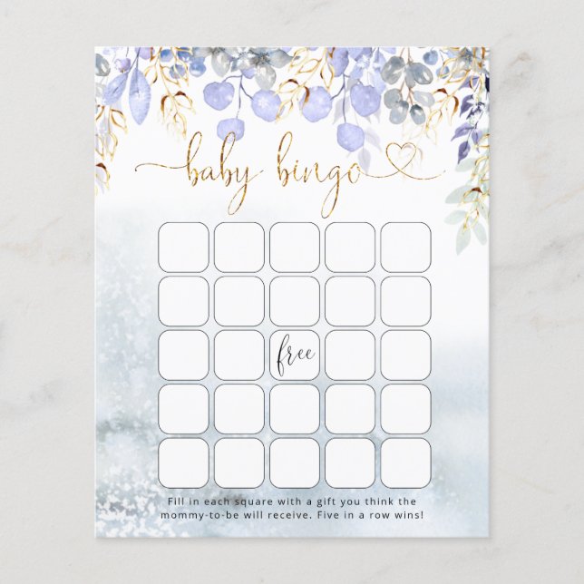 Papier Baby shower d'éléphant d'hiver Jeu de Bingo (Devant)