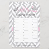 Papier Baby shower d'éléphant rose et gris - ABC's Game (Devant / Derrière)