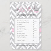 Papier Baby shower d'éléphant rose et gris - Devinez le p (Devant / Derrière)