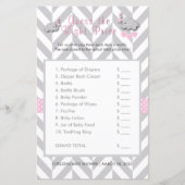 Papier Baby shower d'éléphant rose et gris - Devinez le p (Devant)