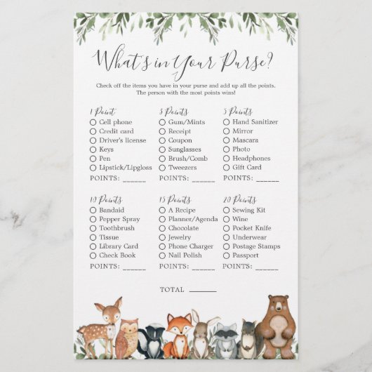 Papier Baby shower des animaux de bois Ce qui est dans vo (Devant)