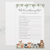 Papier Baby shower des animaux de bois qui connaît maman  (Devant / Derrière)