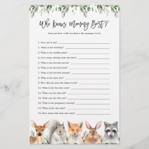 Papier Baby shower des animaux de bois qui connaît maman