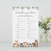 Papier Baby shower des animaux de bois terminer la phrase (Debout devant)