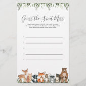 Papier Baby Shower des Animaux de la Forêt Devinez le Dou (Devant)