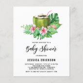 Papier Baby shower d'été de la noix de coco aquarelle Inv (Devant)