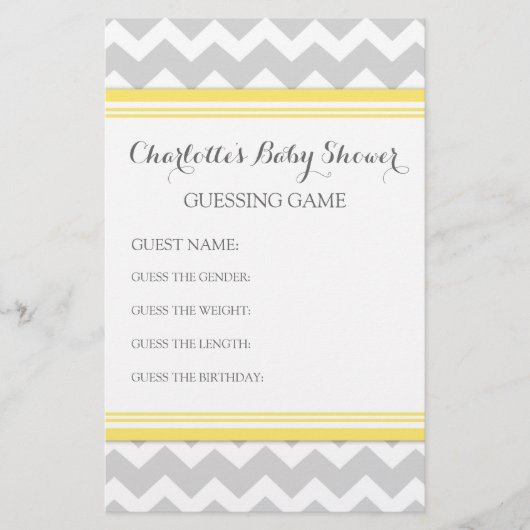 Papier Baby shower Devant Game Grey Chevron (Devant)