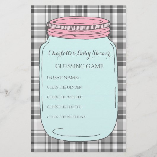 Papier Baby shower Devant Jeu Rose Bleu Mason Jar (Devant)