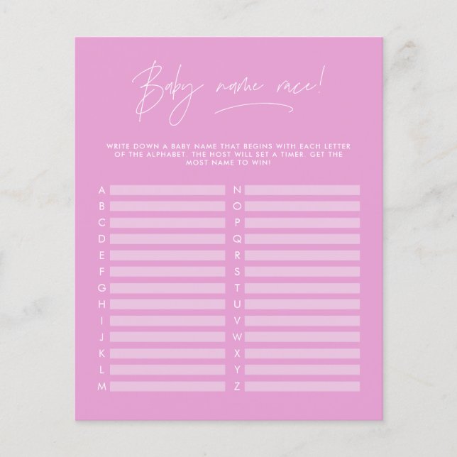 Papier Baby shower devine le nom moderne girly rose (Devant)