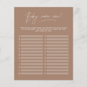 Papier Baby shower devine le nom moderne marron naturel