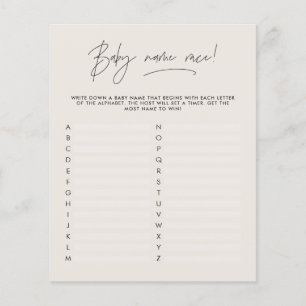 Papier Baby shower devinez le nom moderne cram noir