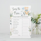 Papier Baby shower Devinez le prix jeu Teddy Bear Station (Debout devant)