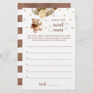 Papier Baby shower Devinez The Sweet Mess Jeu Teddy Bear