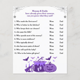 Papier Baby shower d'Halloween Devinez Qui maman ou papa
