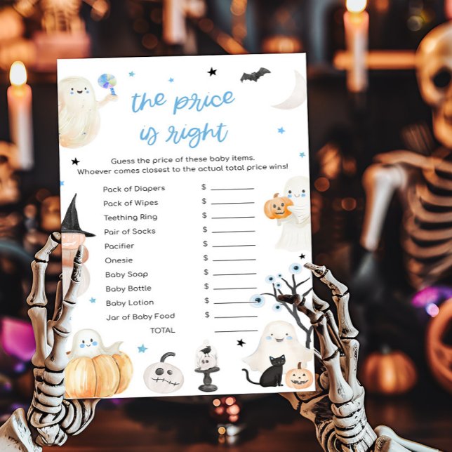Papier Baby shower d'Halloween garçon Le prix est le bon  (A Little Boo Baby Shower The Price is Right Game)