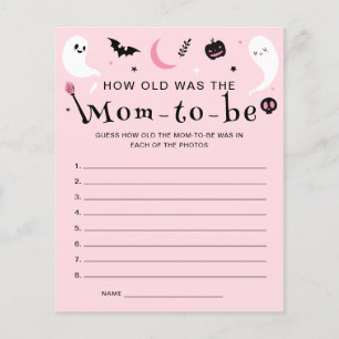 Papier Baby shower d'Halloween rose Quel âge a maman Jeu
