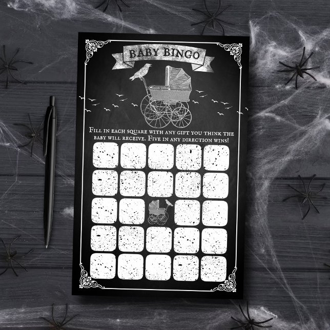 Papier Baby shower d'Halloween vintage poutre Bingo (Créateur téléchargé)