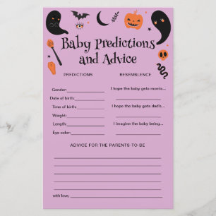 Papier Baby shower d'Halloween violet prédictions bébé Je