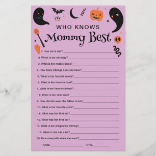 Papier Baby shower d'Halloween violet qui connaît maman m