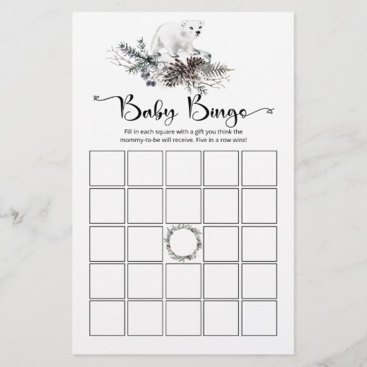 Papier Baby shower d'hiver baby bingo jeu (Devant)