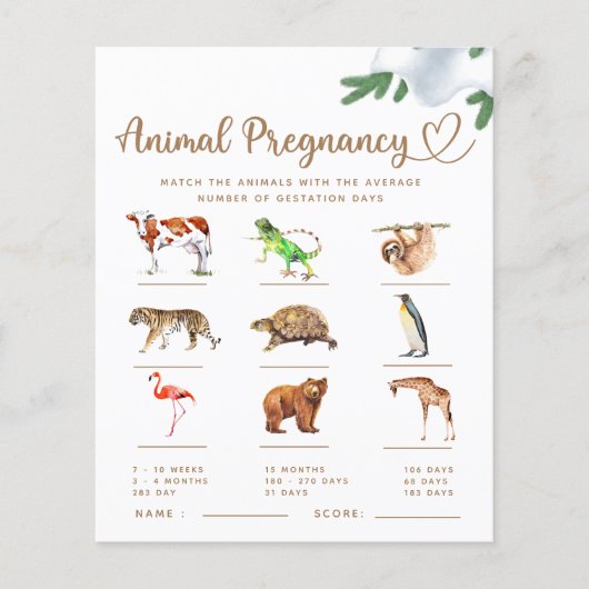 Papier Baby shower d'hiver de grossesse animale (Devant)