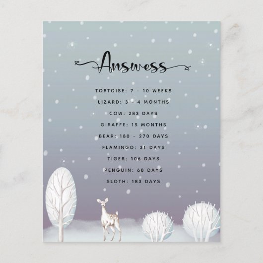 Papier Baby shower d'hiver de grossesse animale (Dos)