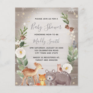 Papier Baby shower d'hiver des animaux des bois mignons
