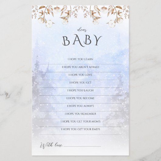 Papier Baby shower d'hiver Jeu Chers voeux pour bébé (Devant)