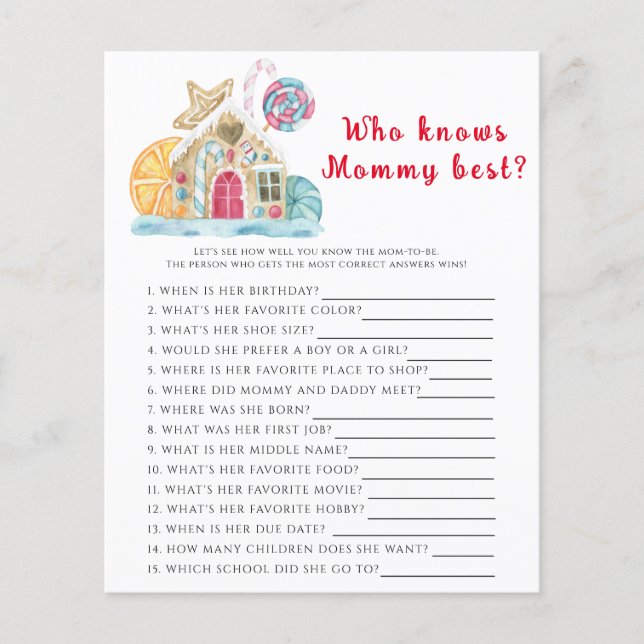 Papier Baby shower d'hiver, qui connaît maman mieux (Devant)