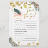 Papier Baby shower D'Hiver Rose Sleigh Trouvez L'Invité (Devant / Derrière)