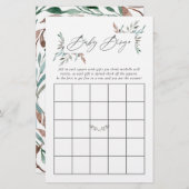 Papier Baby shower d'hiver rustique verdure Bingo (Devant / Derrière)