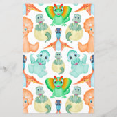 Papier Baby shower Dinosaure Bleu Prédictions Et Conseils (Dos)