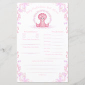 Papier Baby shower Dinosaure Rose Prédictions Et Conseils (Devant)