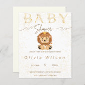 Papier baby shower d'invitation, or, animal (Devant / Derrière)