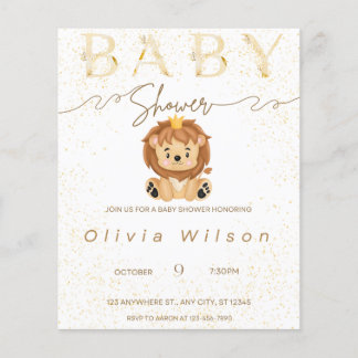 Papier baby shower d'invitation, or, animal