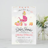 Papier baby shower d'invitation, petite fille (Debout devant)