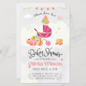 Papier baby shower d'invitation, petite fille (Devant / Derrière)