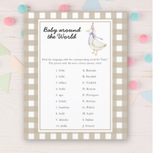 Papier Baby shower d'oie - bébé dans le monde jeu