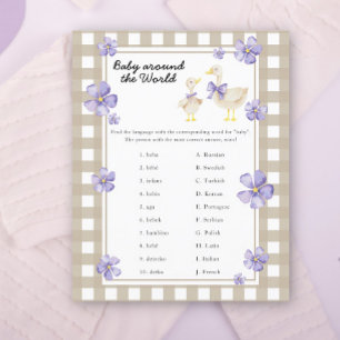 Papier Baby shower d'oie - bébé dans le monde jeu