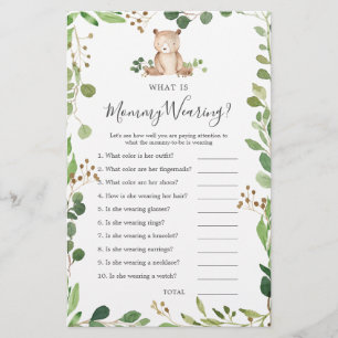 Papier Baby shower d'ours Qu'est-ce que maman porte