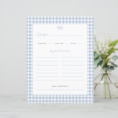 Papier Baby shower Dusty Blue En vichy Recette (Debout devant)