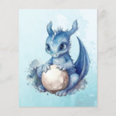 Papier Baby Shower Eau-Forte Bleu Mignon Dragon (Dos)