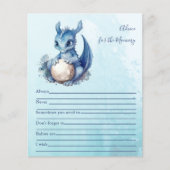 Papier Baby Shower Eau-Forte Bleu Mignon Dragon (Devant)