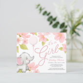 Papier Baby Shower éléphant floral rose Budget Cute (Debout devant)