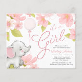 Papier Baby Shower éléphant floral rose Budget Cute (Devant)
