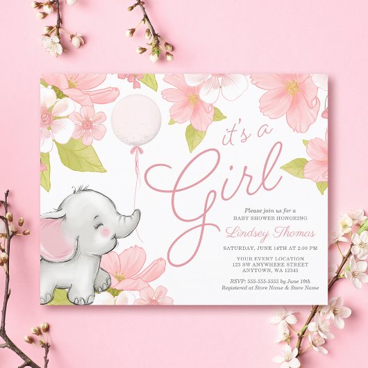 Papier Baby Shower éléphant floral rose Budget Cute