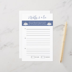 Papier Baby shower éléphant Jeu deux vérités et un menson