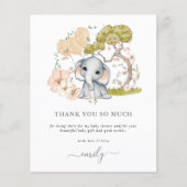 Papier Baby shower Eléphant mignon du budget Merci (Devant)