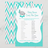 Papier Baby shower Eléphant Turquoise & Grey - Bonbons (Devant / Derrière)